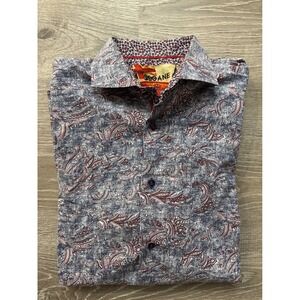SLOANE Mens Paisley Print Long Sleeve Button Down Shirt Blue Red Size 5